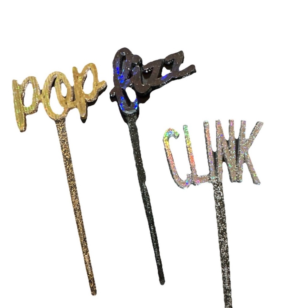 Glittery Gold, Black, and Silver Party Picks 17 total